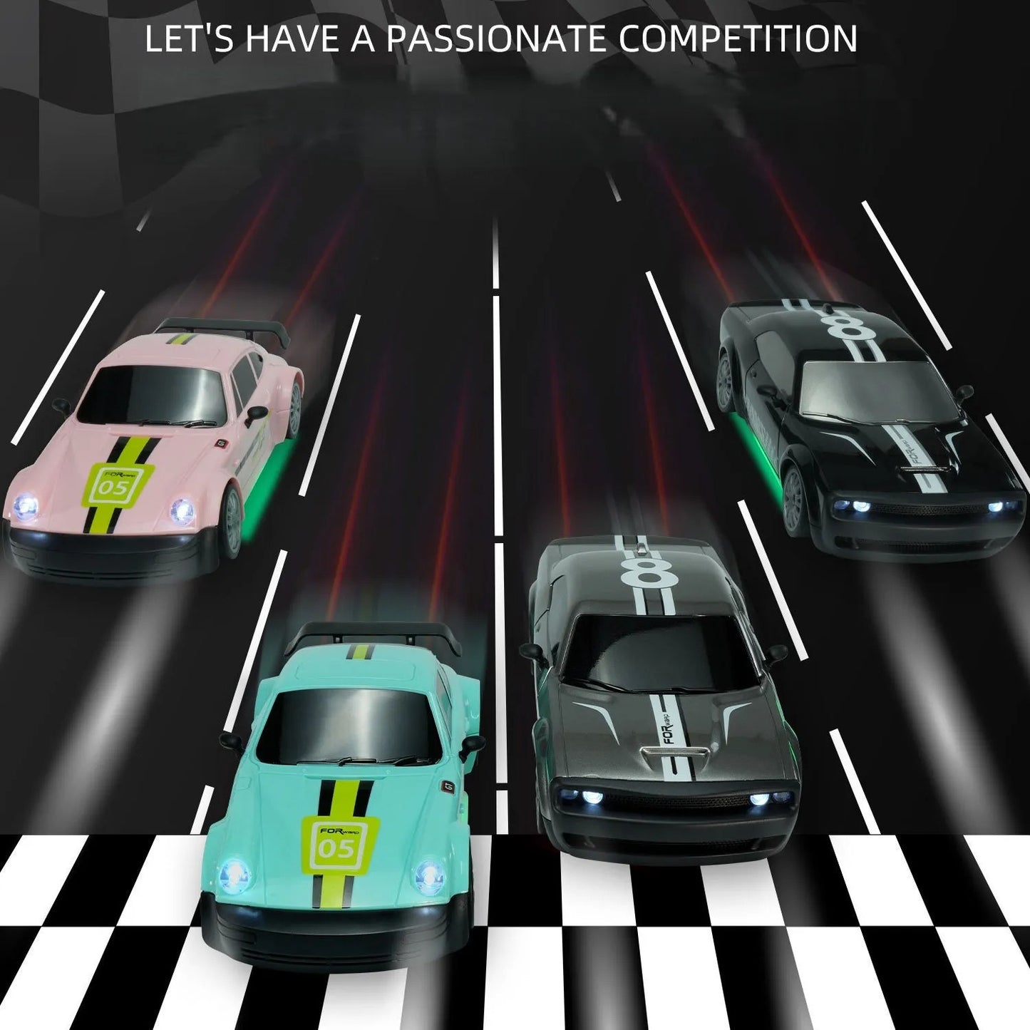 🏎️1:20 Scale 4WD High-Speed Drift RC Car ,LED Headlights,🎁 Gift Racing Wheels ×4 Obstacles ×10