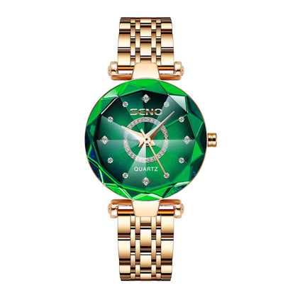 Waterproof women's watch with starry diamond dial