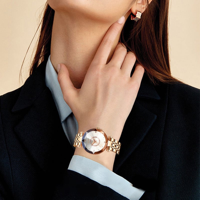 Waterproof women's watch with starry diamond dial