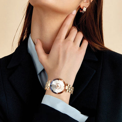 Waterproof women's watch with starry diamond dial