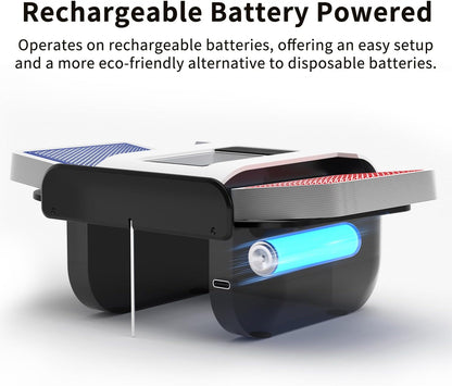 Automatic Card Shuffler with Dual Modes, Rechargeable 1-2 Deck Card Shuffle Machine, Low Noise Operation Card Shuffler for Poker, UNO, Blackjack, Skip-Bo, Phase 10