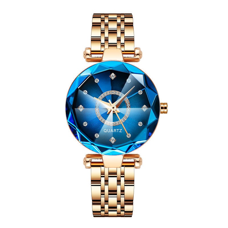 Waterproof women's watch with starry diamond dial