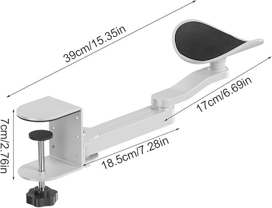 Arm Rests for Desks, Aluminum Alloy Elbow Support Extender, 3-Levels Height Adjustable Chair Accessory, Desk Cradle Rotating Elbow Cushion for Typing, Manicure Table, Recliner, Office