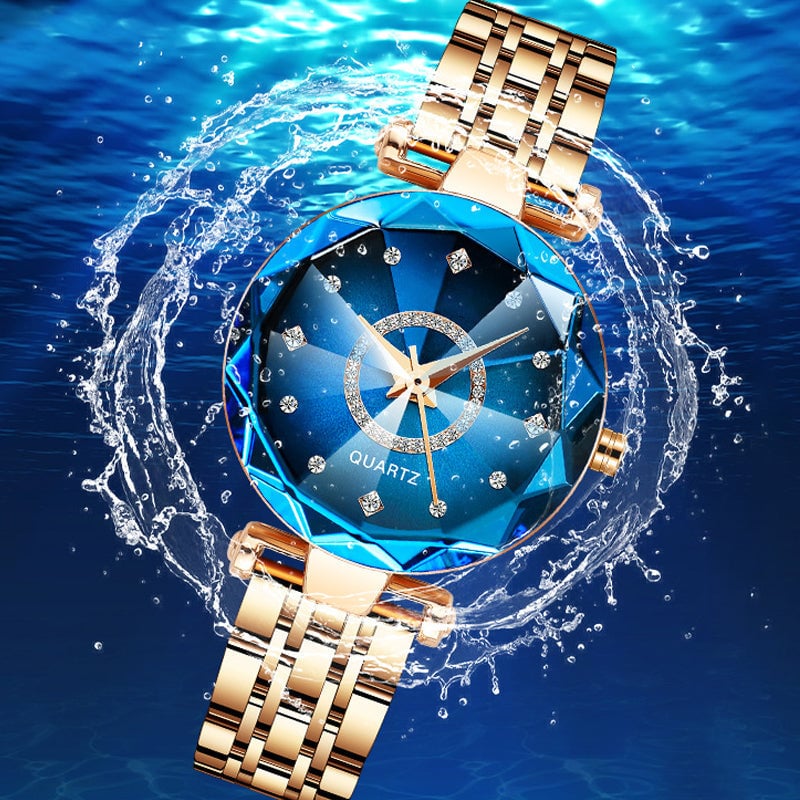 Waterproof women's watch with starry diamond dial