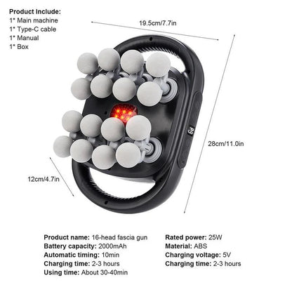 Multi-functional body massager – 8 or 16 massage heads for neck, shoulders and back.