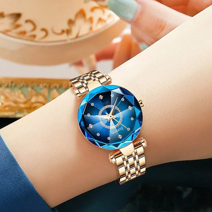 Waterproof women's watch with starry diamond dial
