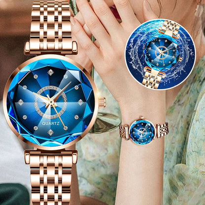 Waterproof women's watch with starry diamond dial