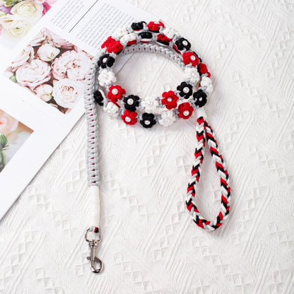 Hand woven pet leash and harness