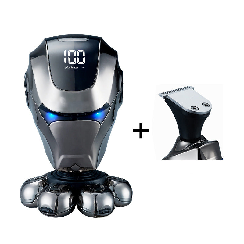 Upgraded men's shaver with 6-in-1 design, featuring LED display, wet and dry use, men's grooming kit.