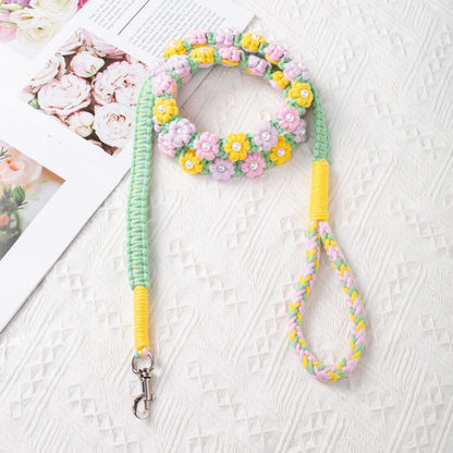 Hand woven pet leash and harness