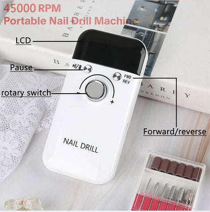 Portable Nail Polisher and Remover - 45000 RPM High-Speed Rechargeable Manicure Machine for Professional Nail Salons