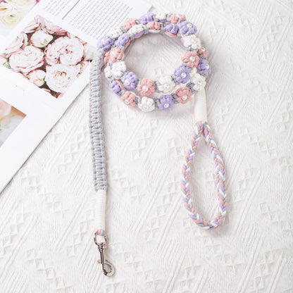 Hand woven pet leash and harness