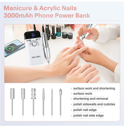 Portable Nail Polisher and Remover - 45000 RPM High-Speed Rechargeable Manicure Machine for Professional Nail Salons