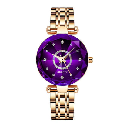 Waterproof women's watch with starry diamond dial