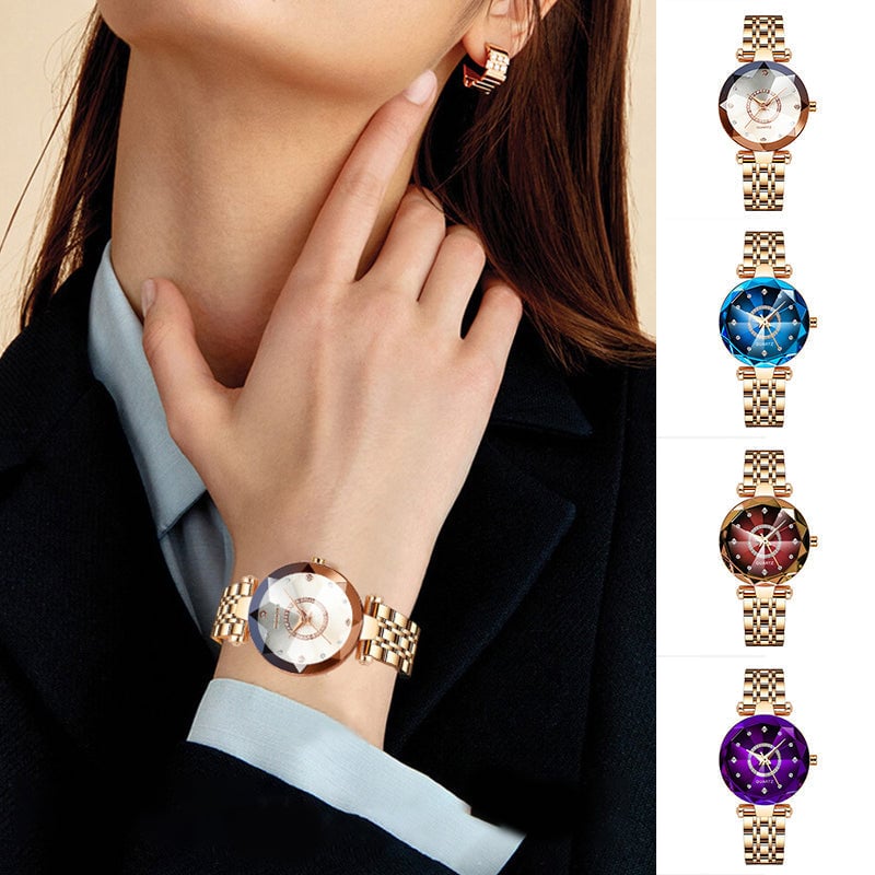 Waterproof women's watch with starry diamond dial