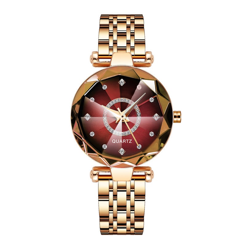 Waterproof women's watch with starry diamond dial