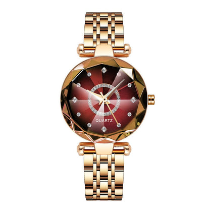 Waterproof women's watch with starry diamond dial