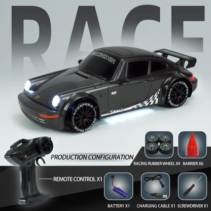 🏎️1:20 Scale 4WD High-Speed Drift RC Car ，LED Headlights，🎁 Gift Racing Wheels ×4 Obstacles ×10
