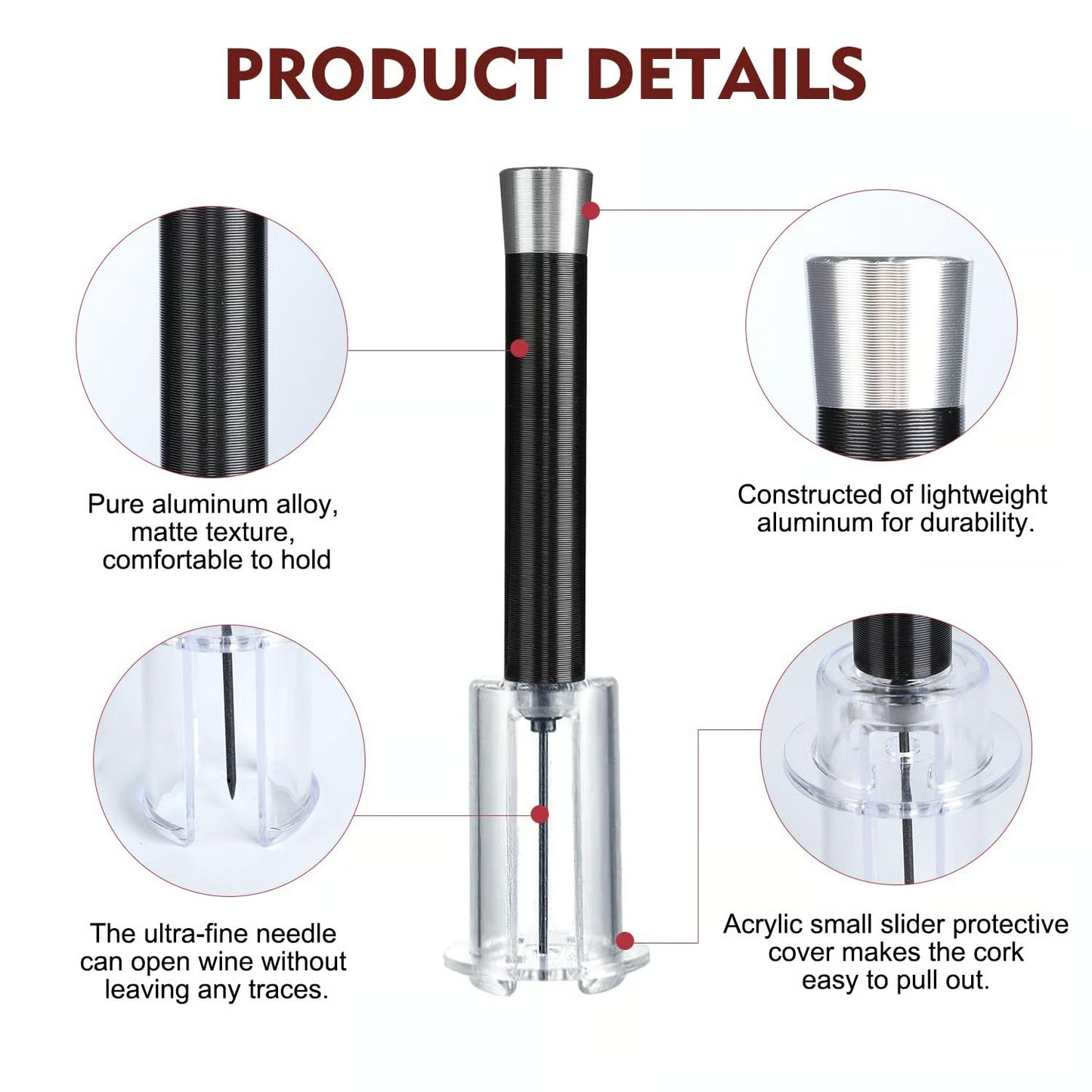 Air Pump Cork Remover Wine Bottle Opener Set