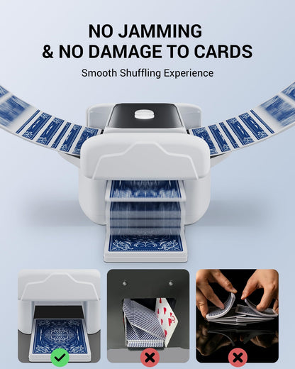 Automatic Card Shuffler with Dual Modes, Rechargeable 1-2 Deck Card Shuffle Machine, Low Noise Operation Card Shuffler for Poker, UNO, Blackjack, Skip-Bo, Phase 10