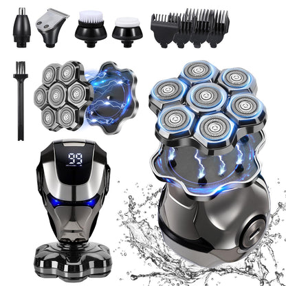 Upgraded men's shaver with 6-in-1 design, featuring LED display, wet and dry use, men's grooming kit.