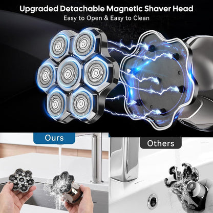 Upgraded men's shaver with 6-in-1 design, featuring LED display, wet and dry use, men's grooming kit.
