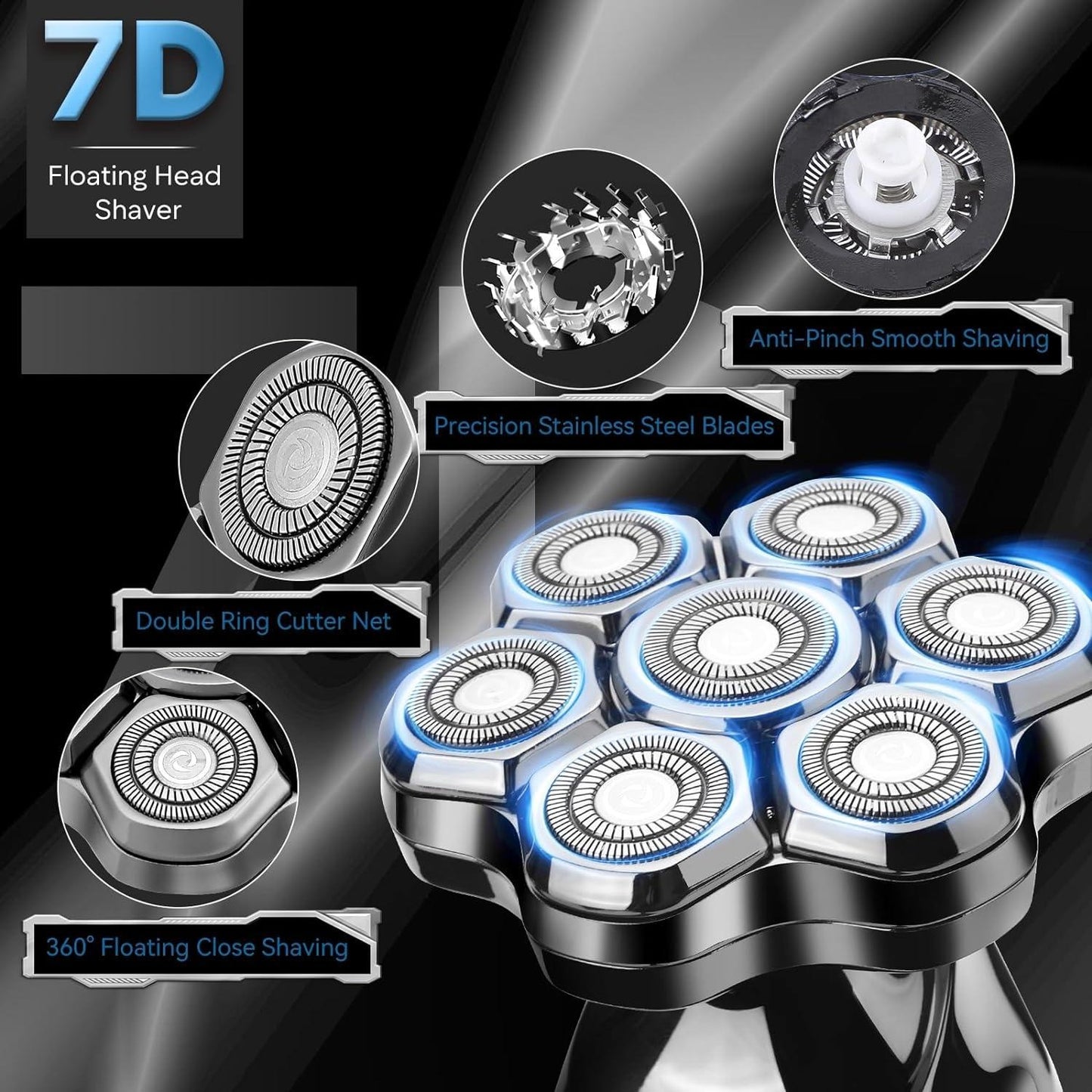 Upgraded men's shaver with 6-in-1 design, featuring LED display, wet and dry use, men's grooming kit.