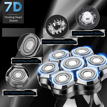 Upgraded men's shaver with 6-in-1 design, featuring LED display, wet and dry use, men's grooming kit.