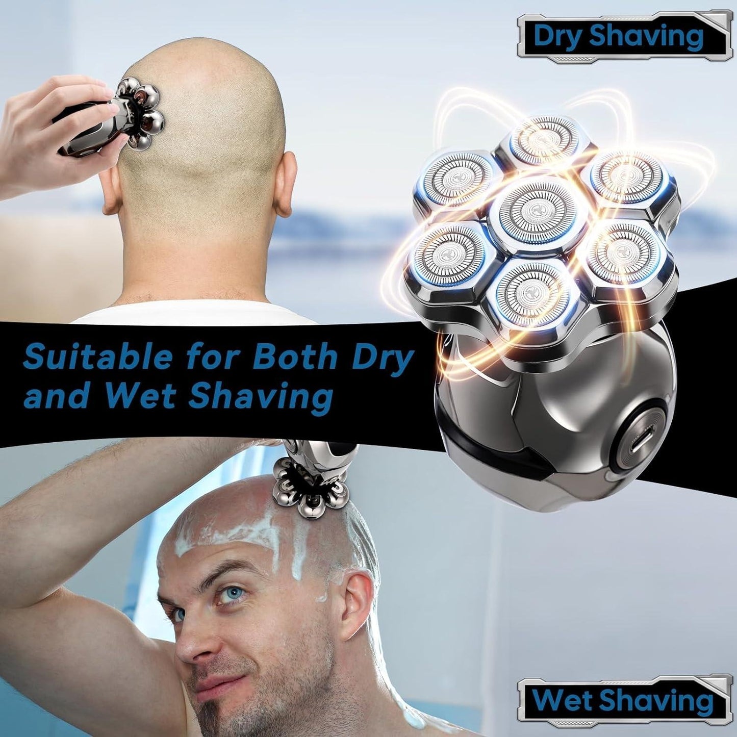 Upgraded men's shaver with 6-in-1 design, featuring LED display, wet and dry use, men's grooming kit.