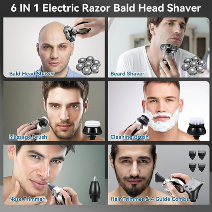 Upgraded men's shaver with 6-in-1 design, featuring LED display, wet and dry use, men's grooming kit.